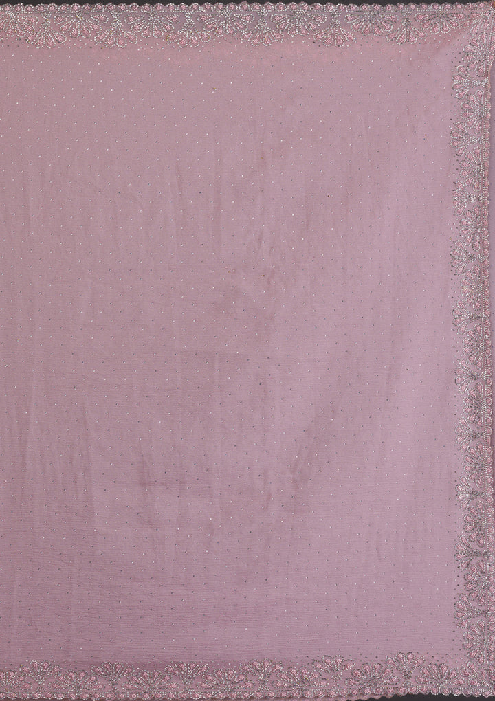 Lavender Threadwork Chiffon Saree