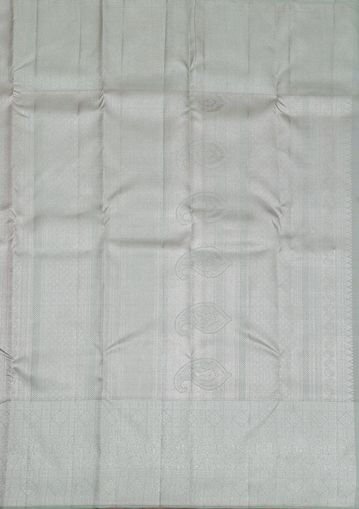Lavender Silver Zariwork Kanjivaram Pure Silk Saree