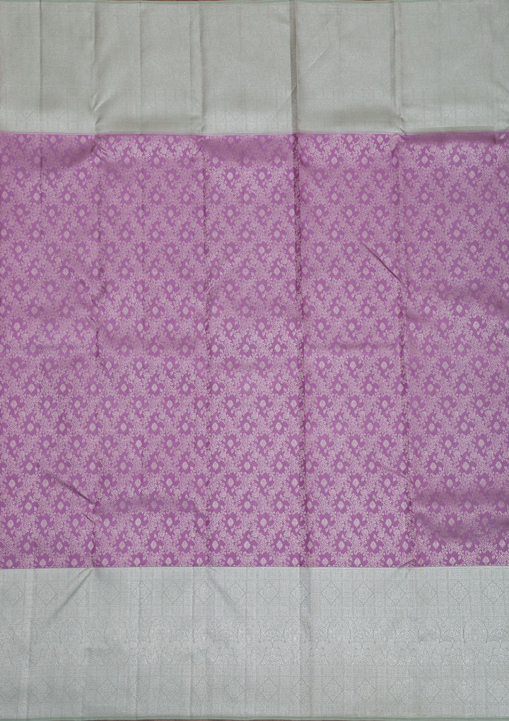 Lavender Silver Zariwork Kanjivaram Pure Silk Saree