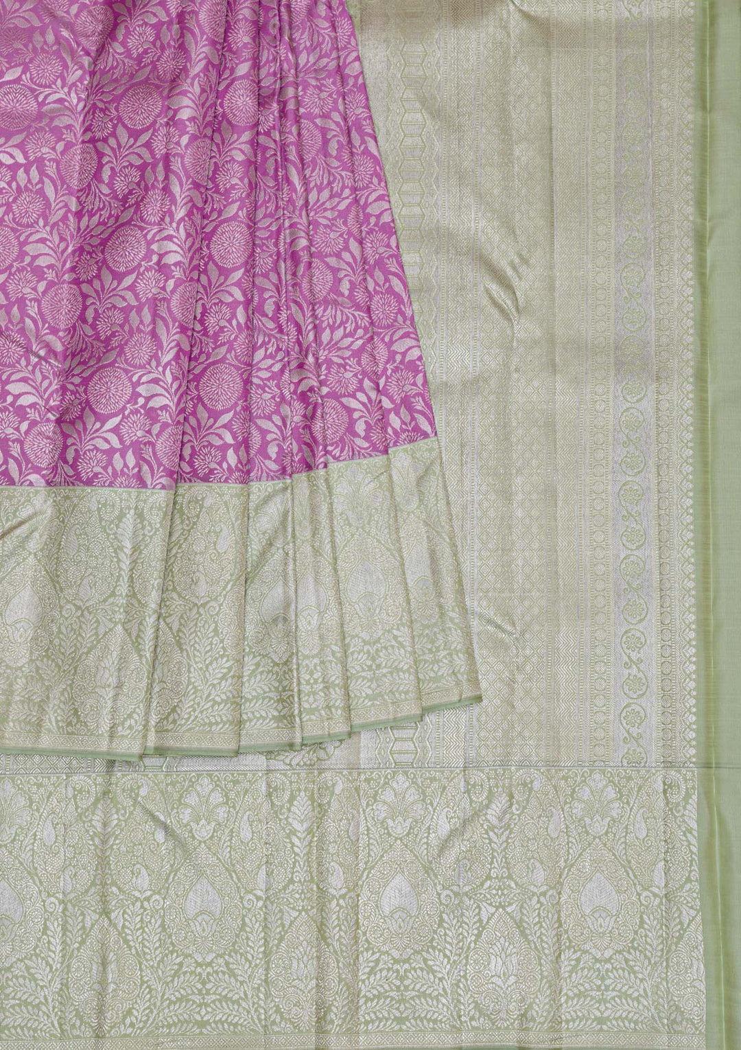 Lavender Silver Zariwork Kanjivaram Pure Silk Saree