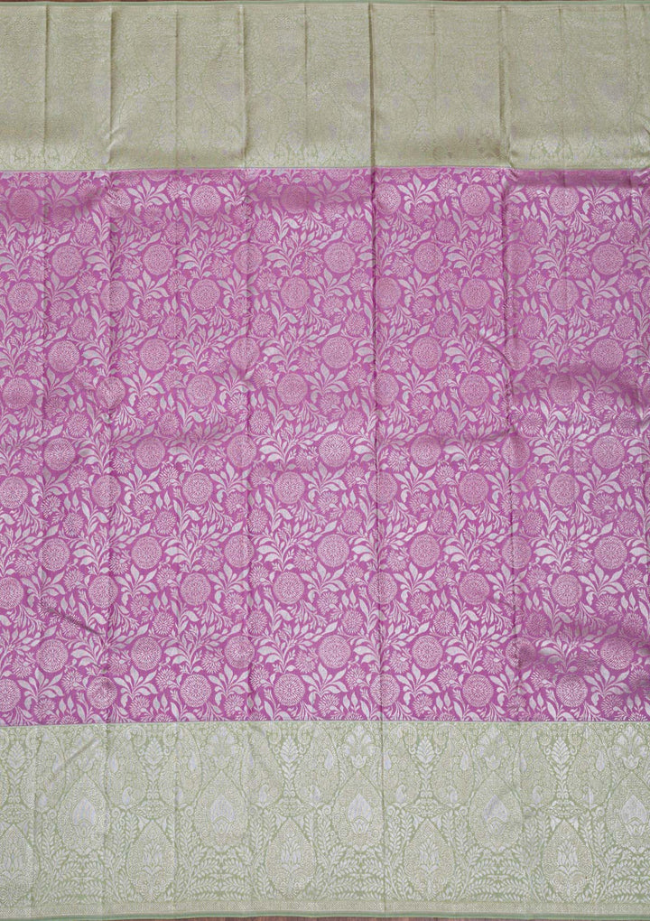 Lavender Silver Zariwork Kanjivaram Pure Silk Saree