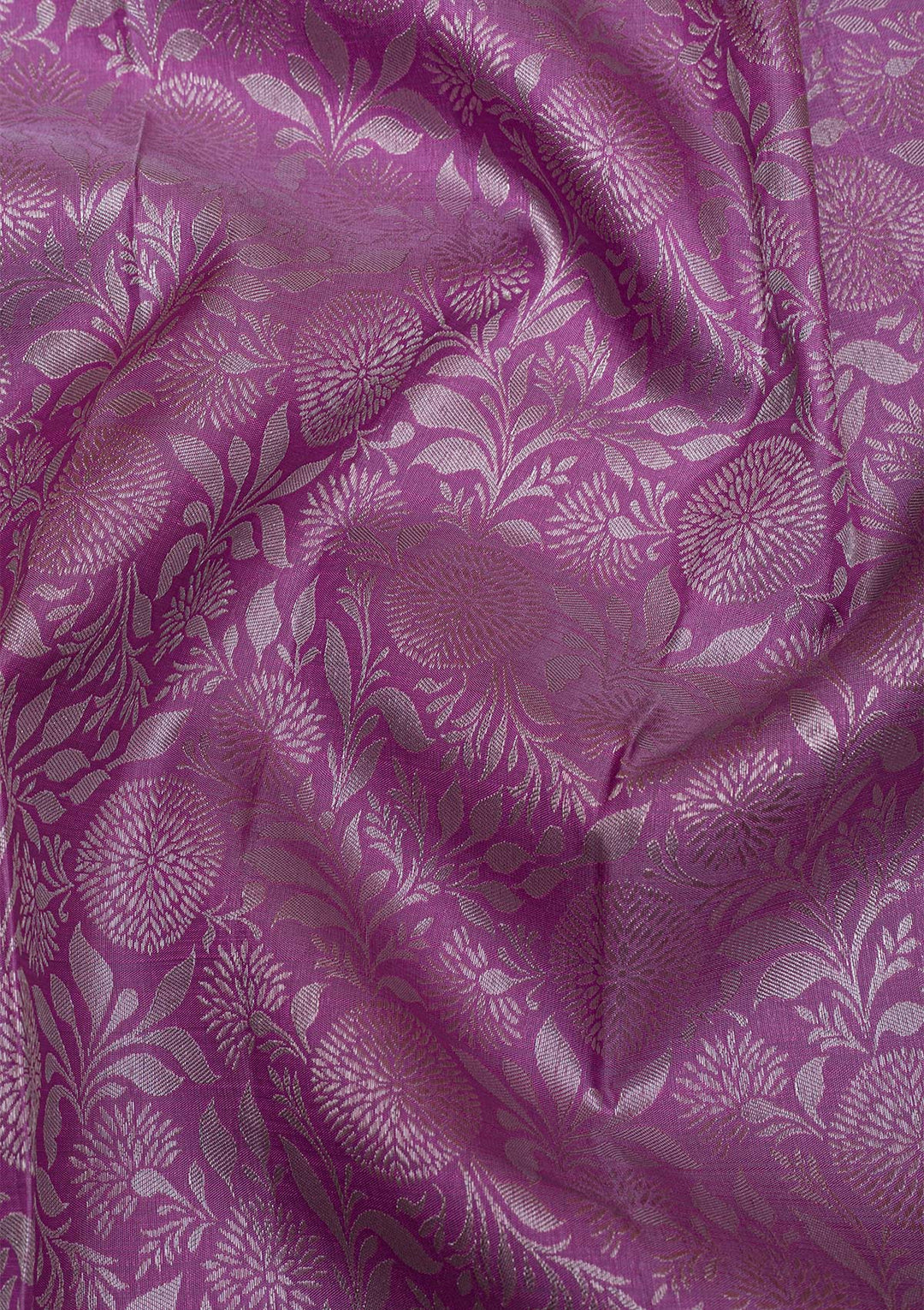 Lavender Silver Zariwork Kanjivaram Pure Silk Saree
