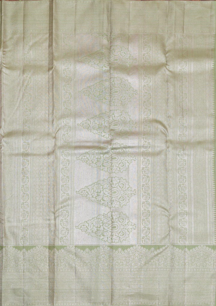 Lavender Silver Zariwork Kanjivaram Pure Silk Saree