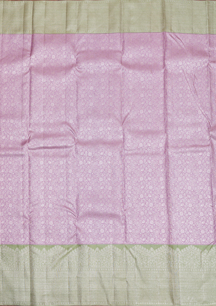 Lavender Silver Zariwork Kanjivaram Pure Silk Saree