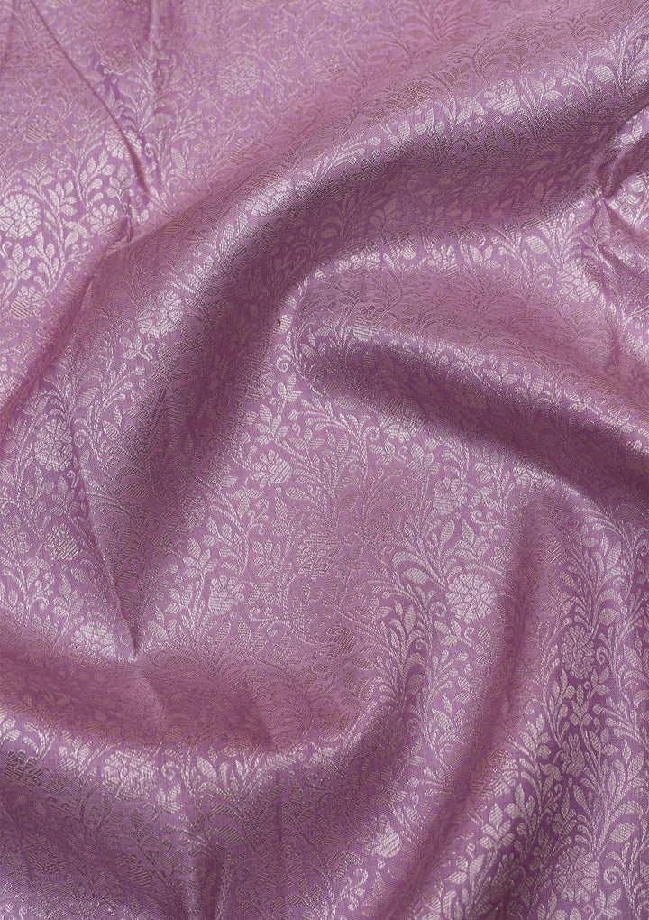 Lavender Silver Zariwork Kanjivaram Pure Silk Saree
