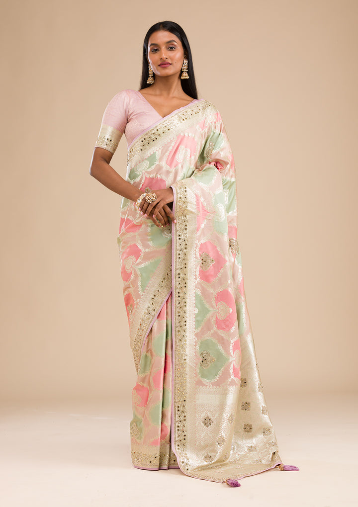 Lavender Stonework Banarasi Silk Saree