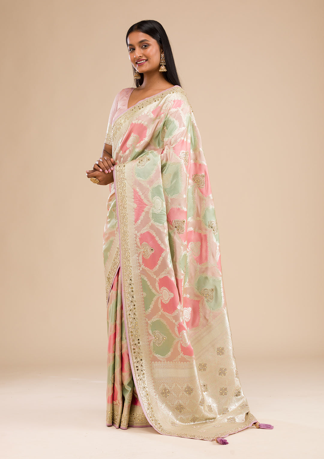 Lavender Stonework Banarasi Silk Saree