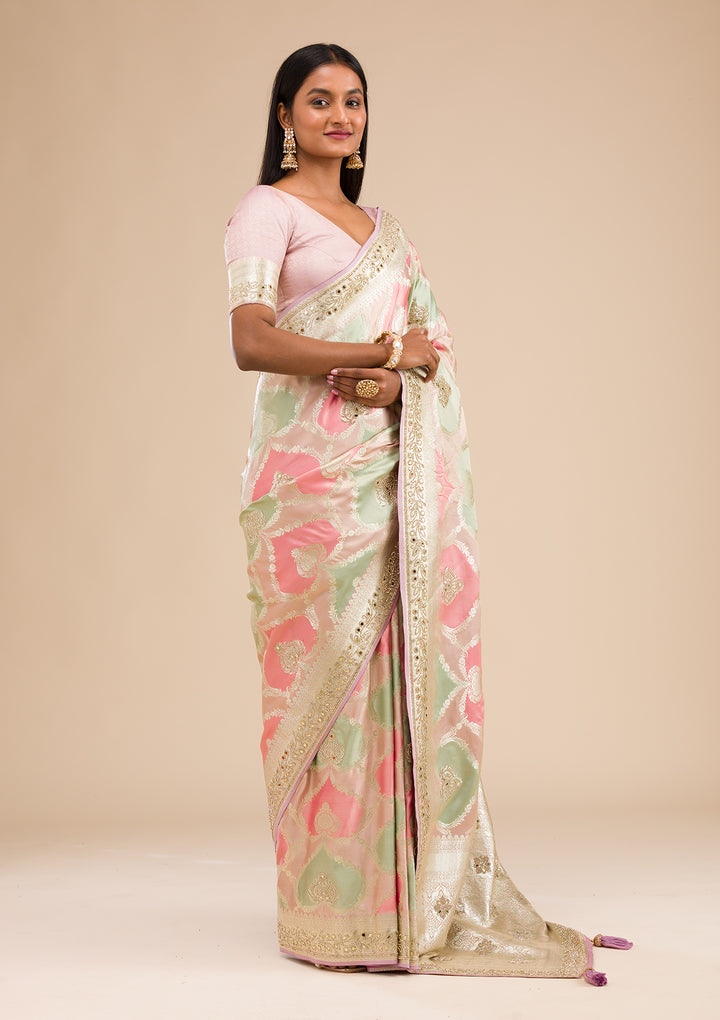 Lavender Stonework Banarasi Silk Saree