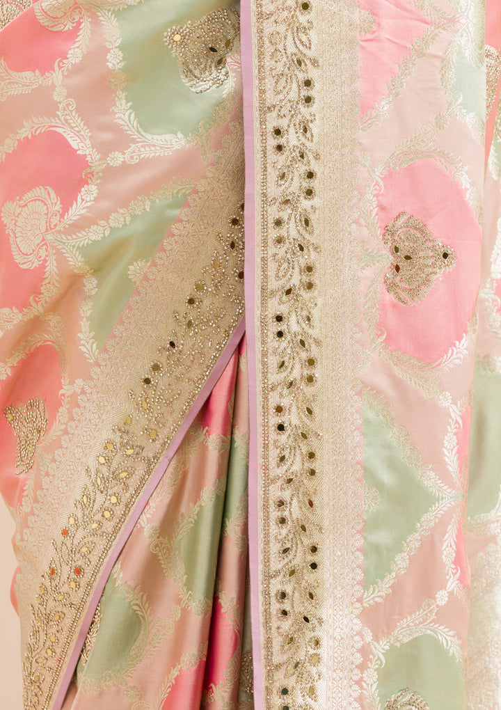 Lavender Stonework Banarasi Silk Saree
