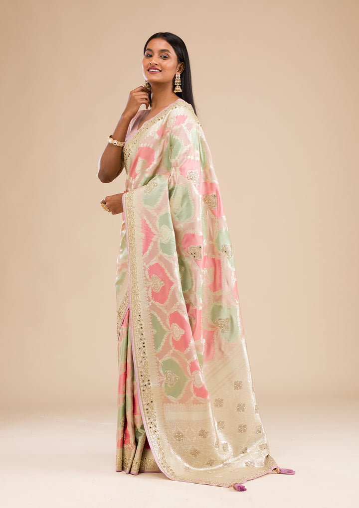 Lavender Stonework Banarasi Silk Saree