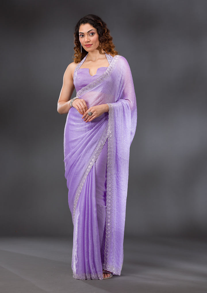 Lavender Stonework Chiffon Saree