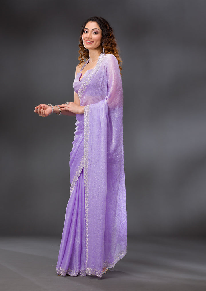Lavender Stonework Chiffon Saree