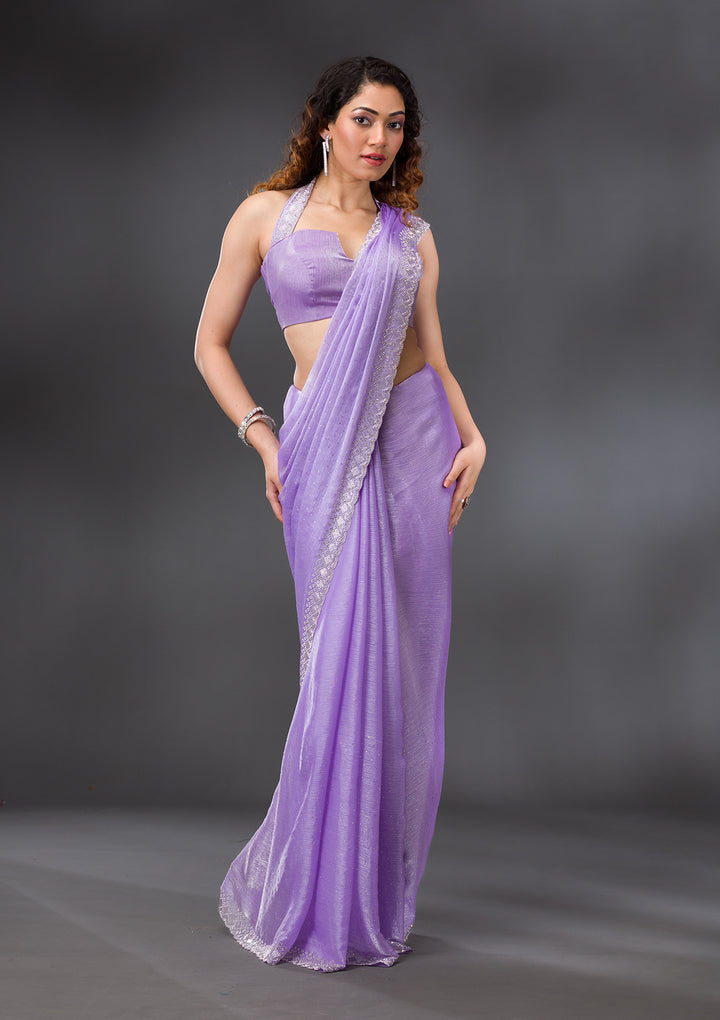 Lavender Stonework Chiffon Saree