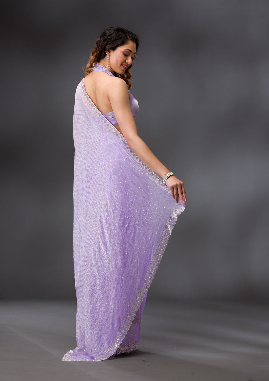 Lavender Stonework Chiffon Saree