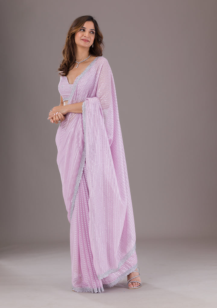Lavender Stonework Georgette Saree