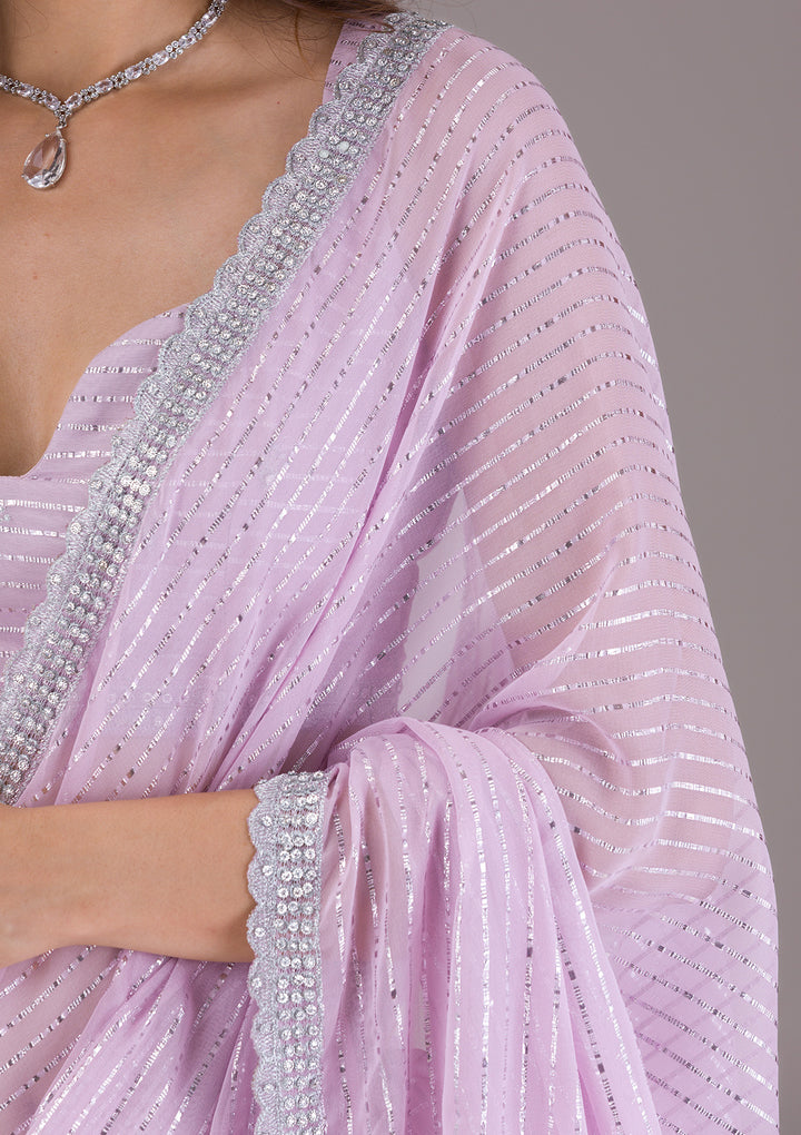 Lavender Stonework Georgette Saree