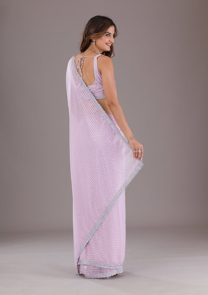 Lavender Stonework Georgette Saree