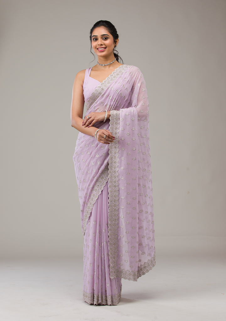 Lavender Stonework Georgette Saree