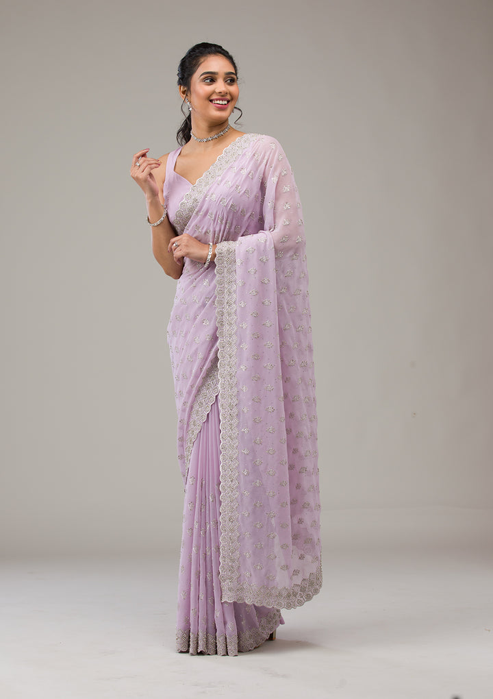 Lavender Stonework Georgette Saree