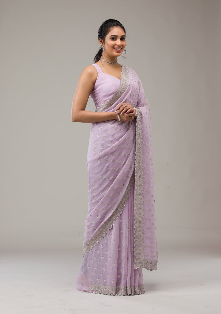 Lavender Stonework Georgette Saree