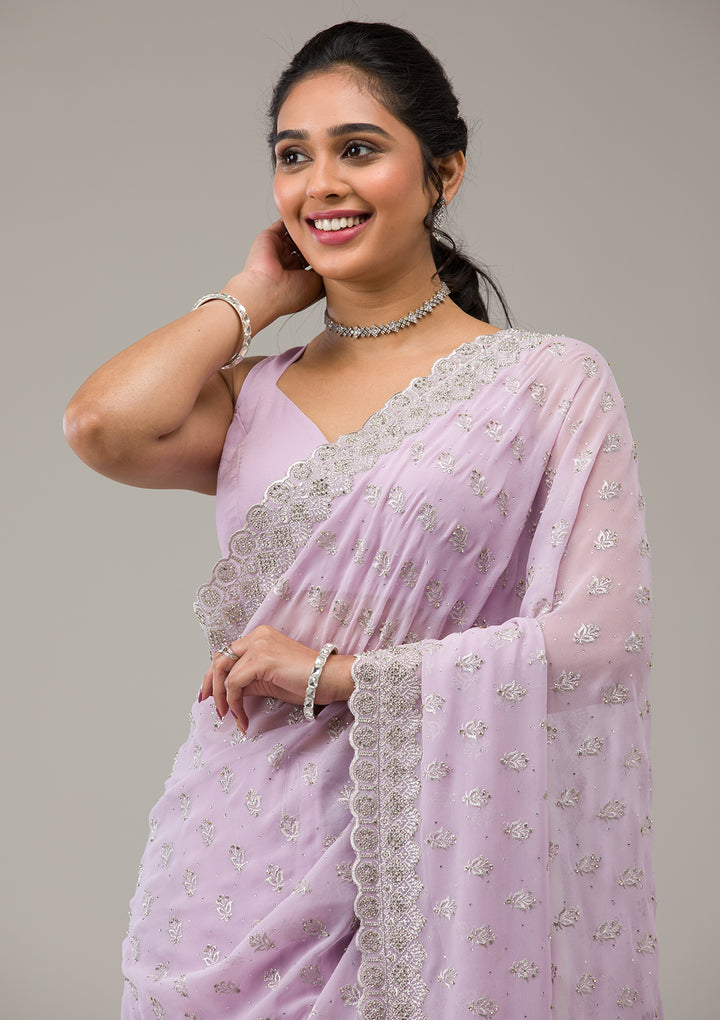 Lavender Stonework Georgette Saree