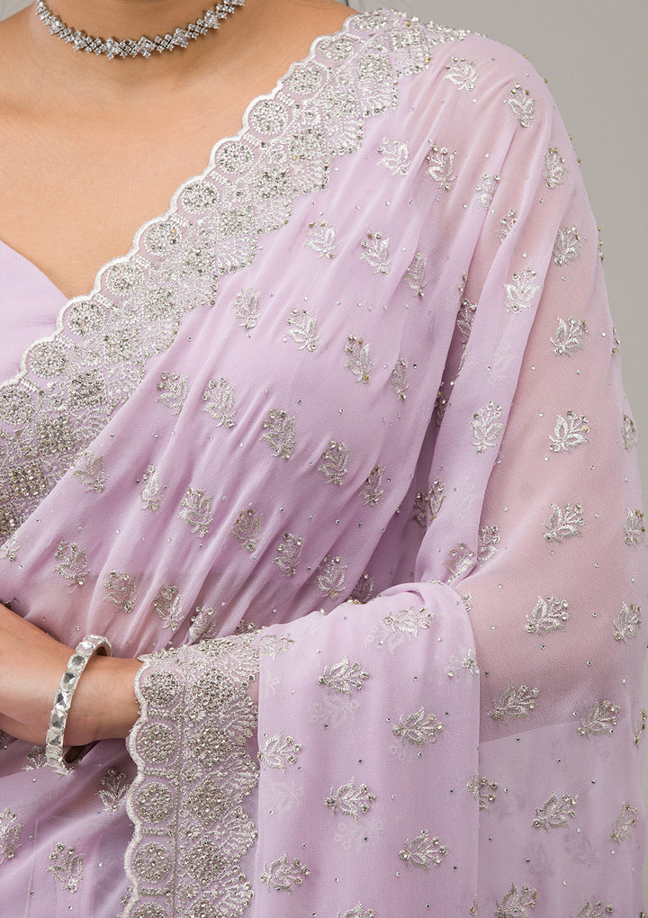 Lavender Stonework Georgette Saree