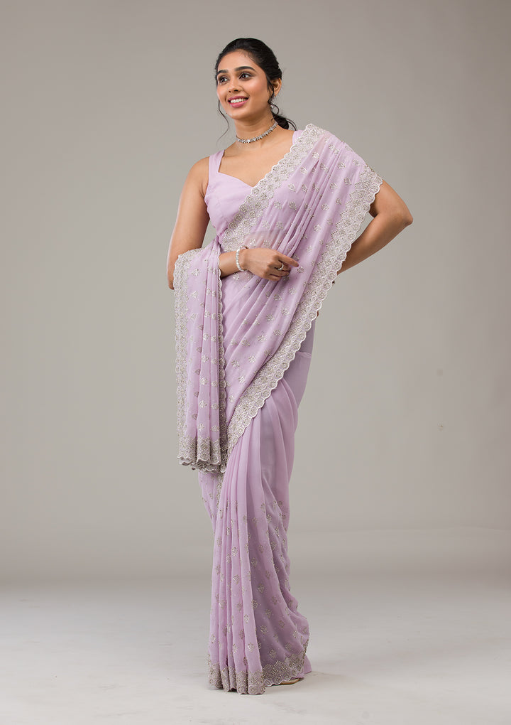 Lavender Stonework Georgette Saree