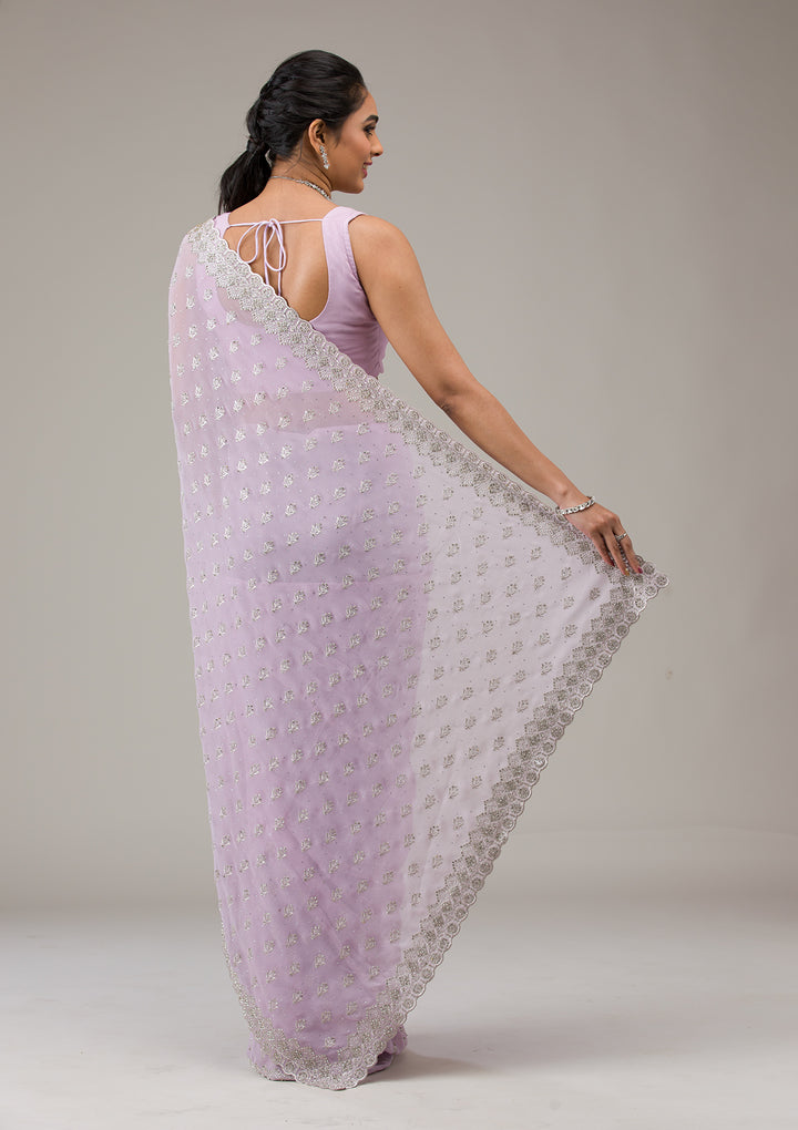 Lavender Stonework Georgette Saree