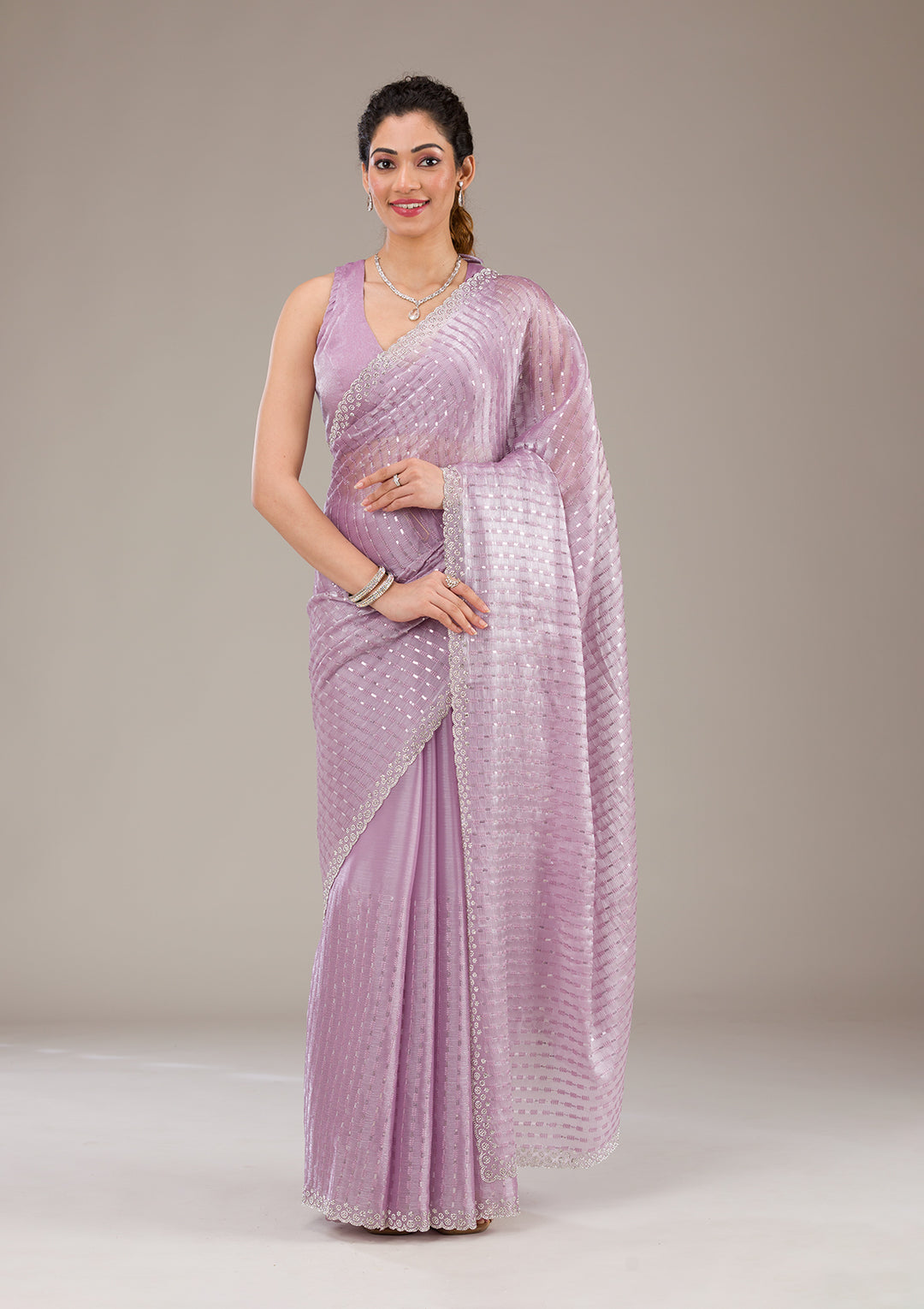 Lavender Stonework Georgette Saree-Koskii
