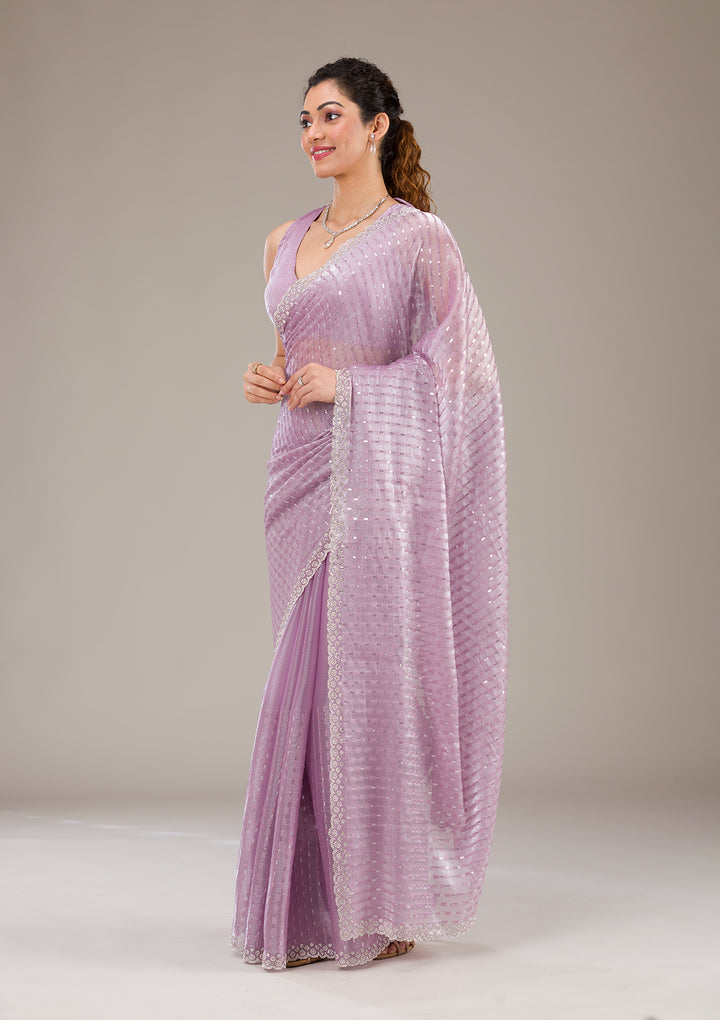 Lavender Stonework Georgette Saree-Koskii