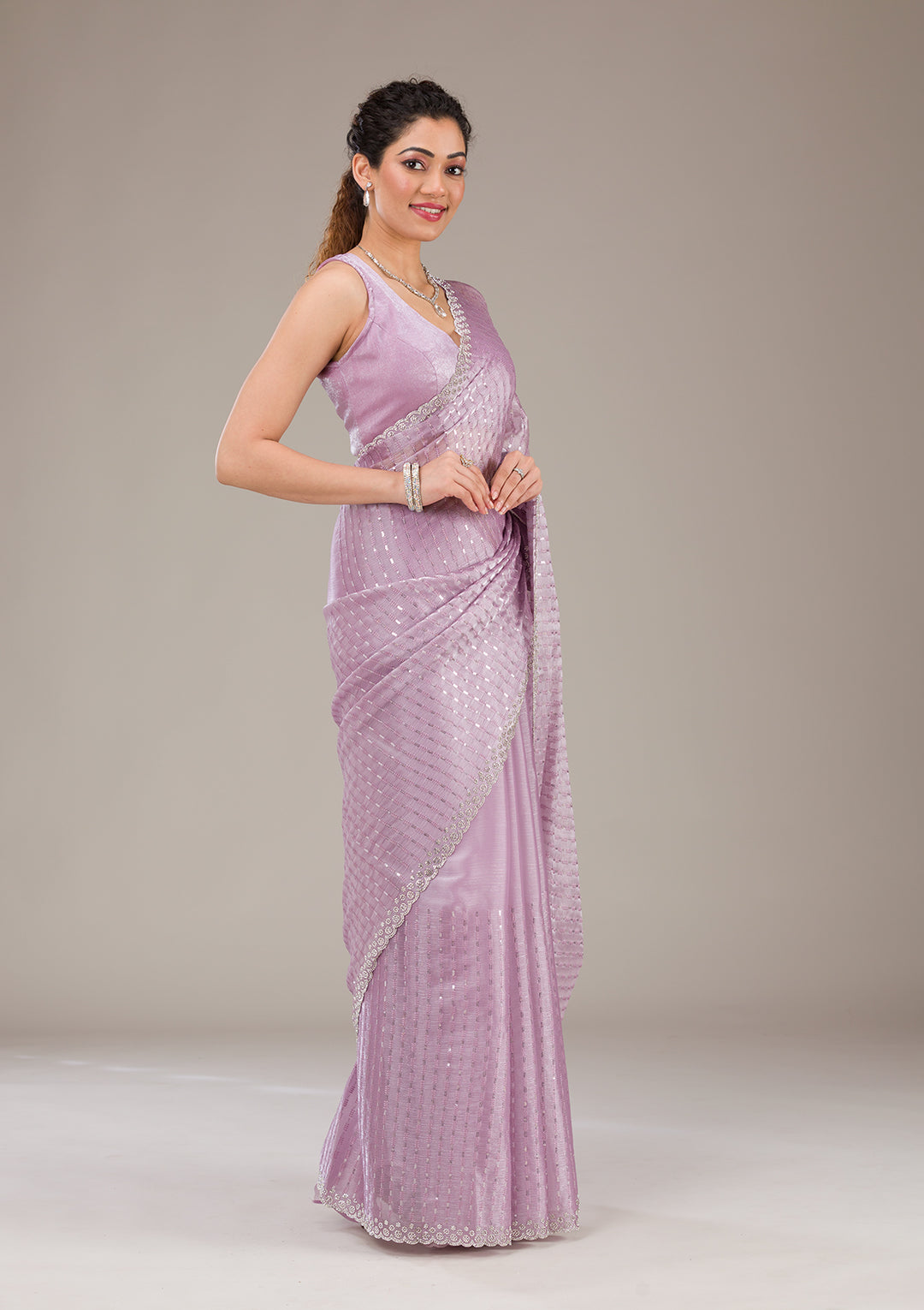 Lavender Stonework Georgette Saree-Koskii