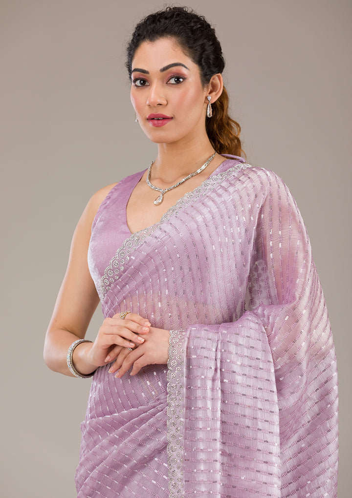 Lavender Stonework Georgette Saree-Koskii