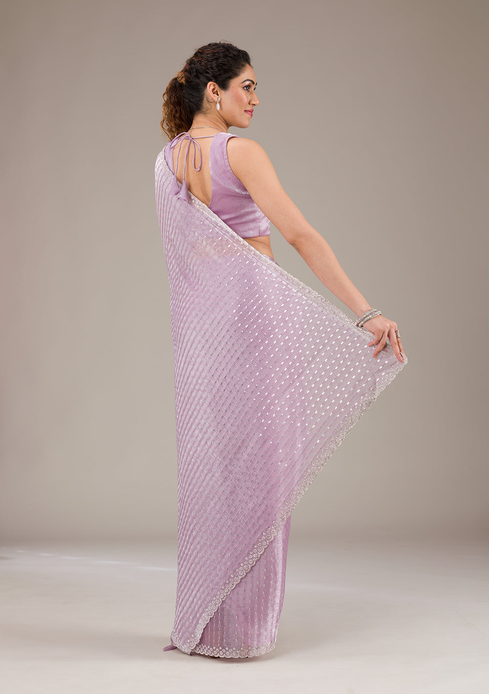 Lavender Stonework Georgette Saree-Koskii