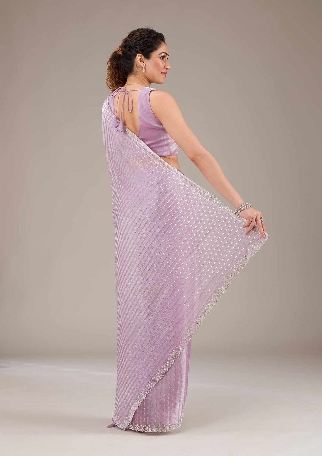 Lavender Stonework Georgette Saree-Koskii