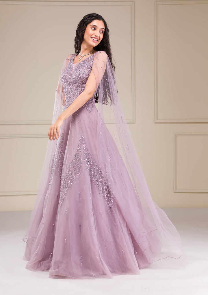 Lavender Stonework Net Gown