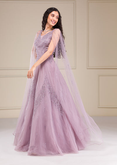 Lavender Stonework Net Gown