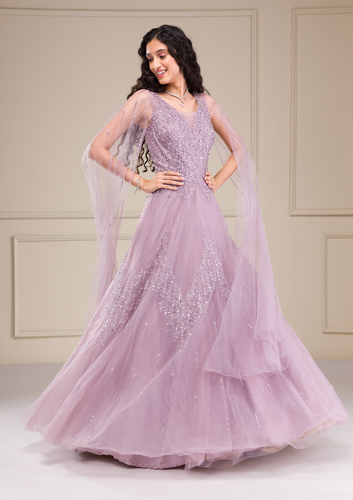 Lavender Stonework Net Gown