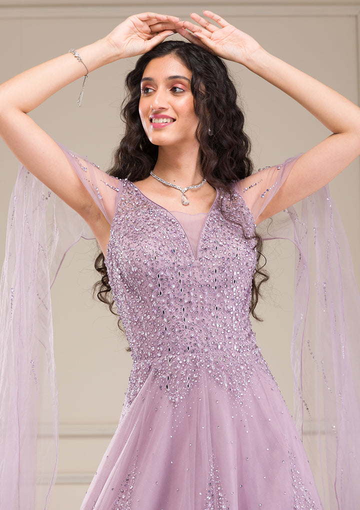 Lavender Stonework Net Gown