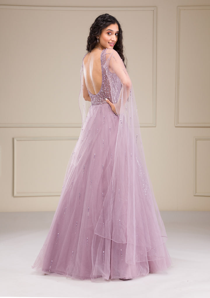 Lavender Stonework Net Gown
