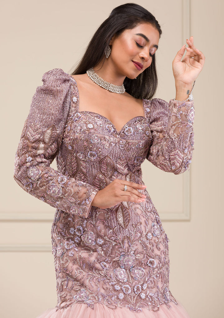 Lavender Stonework Net Gown