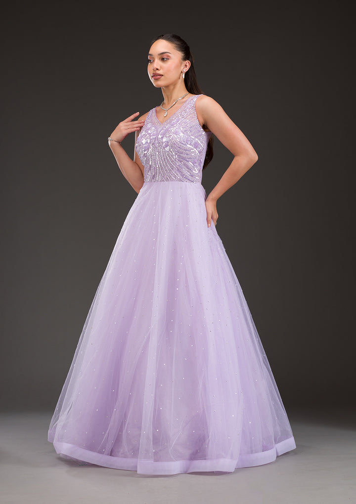 Lavender Stonework Net Gown