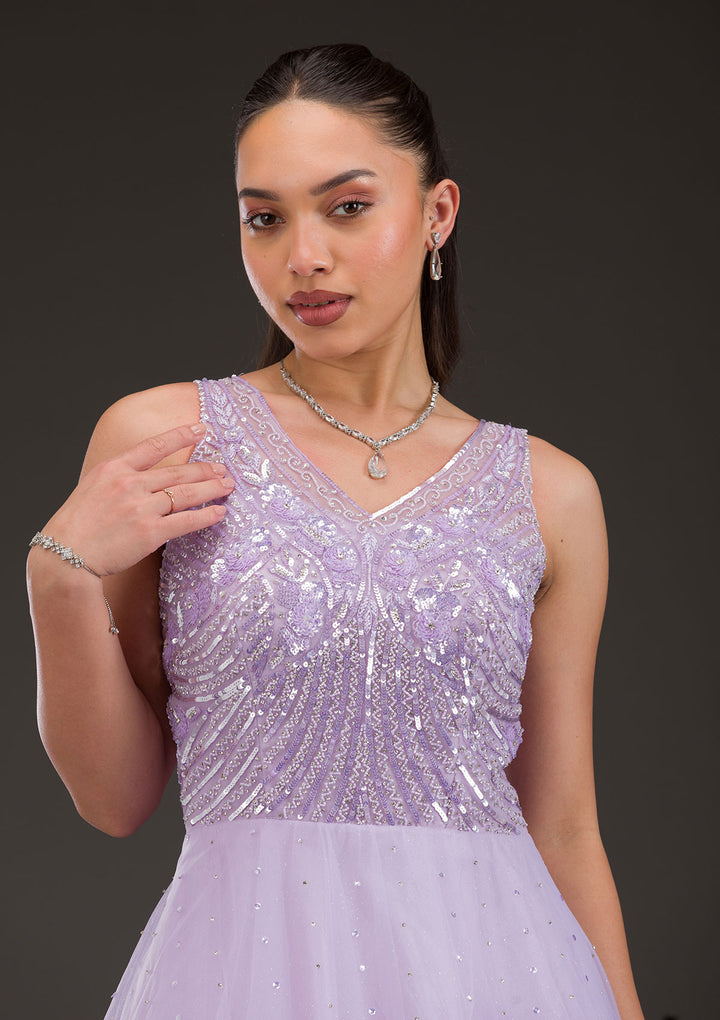 Lavender Stonework Net Gown