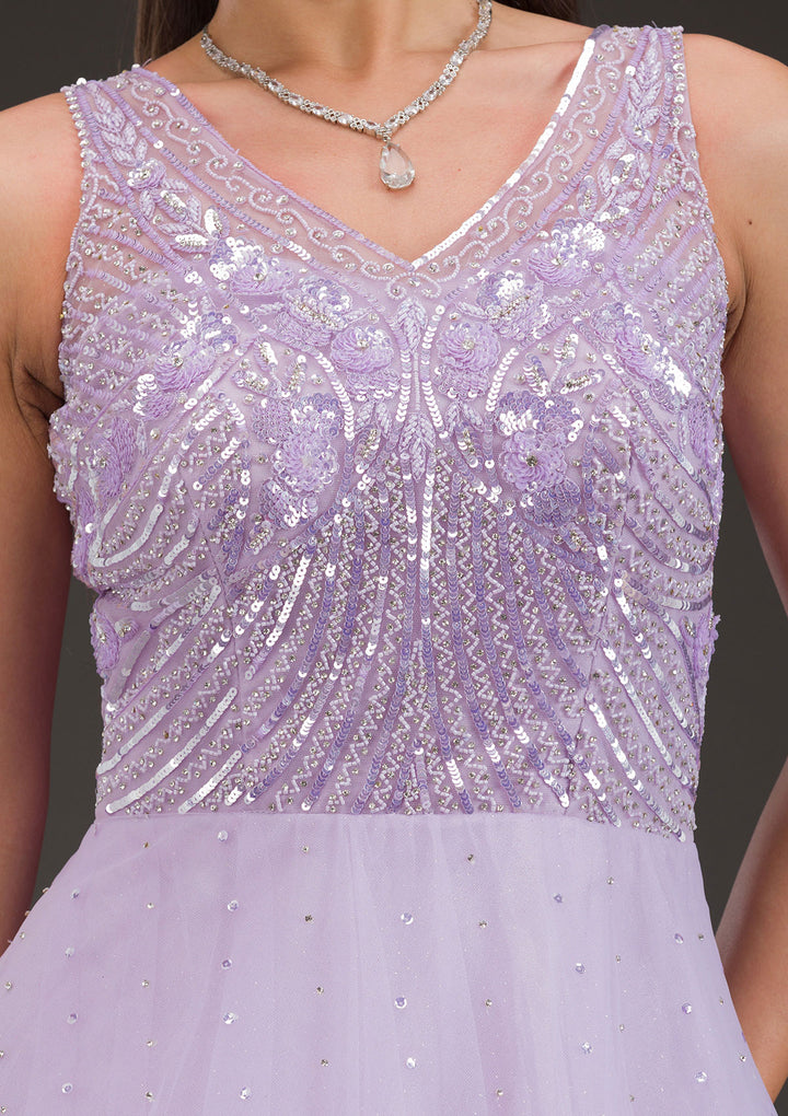 Lavender Stonework Net Gown