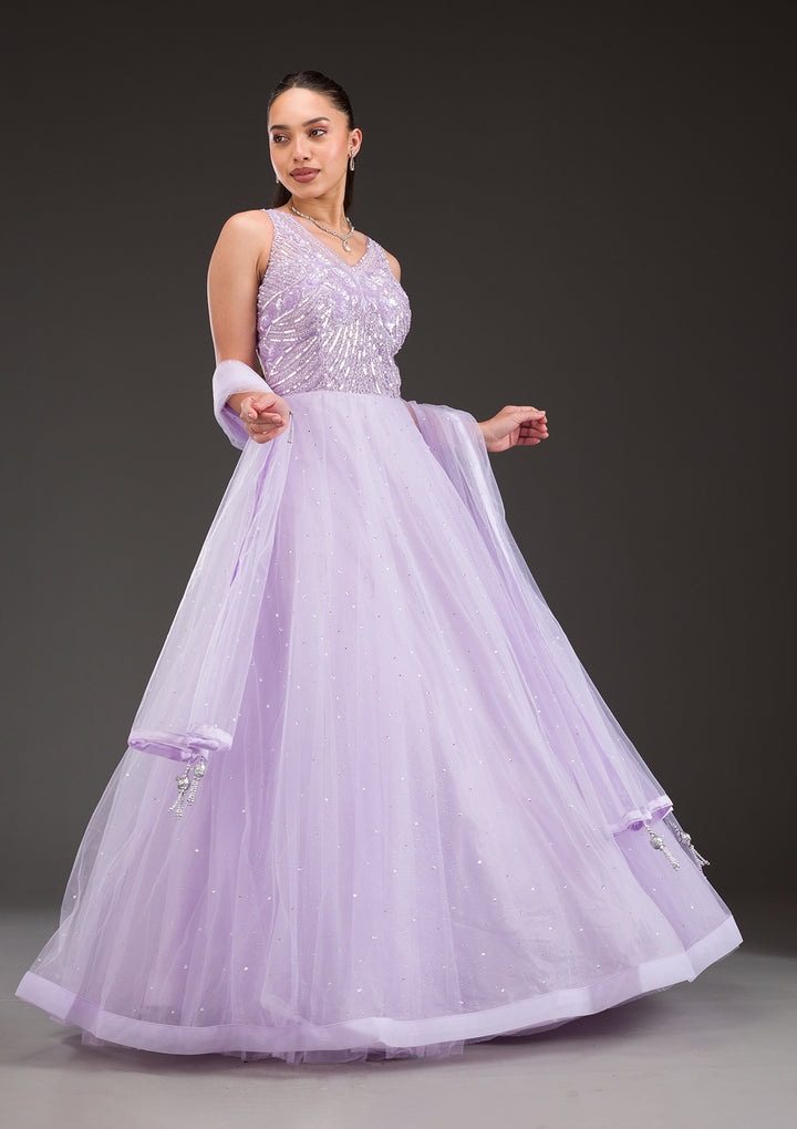 Lavender Stonework Net Gown