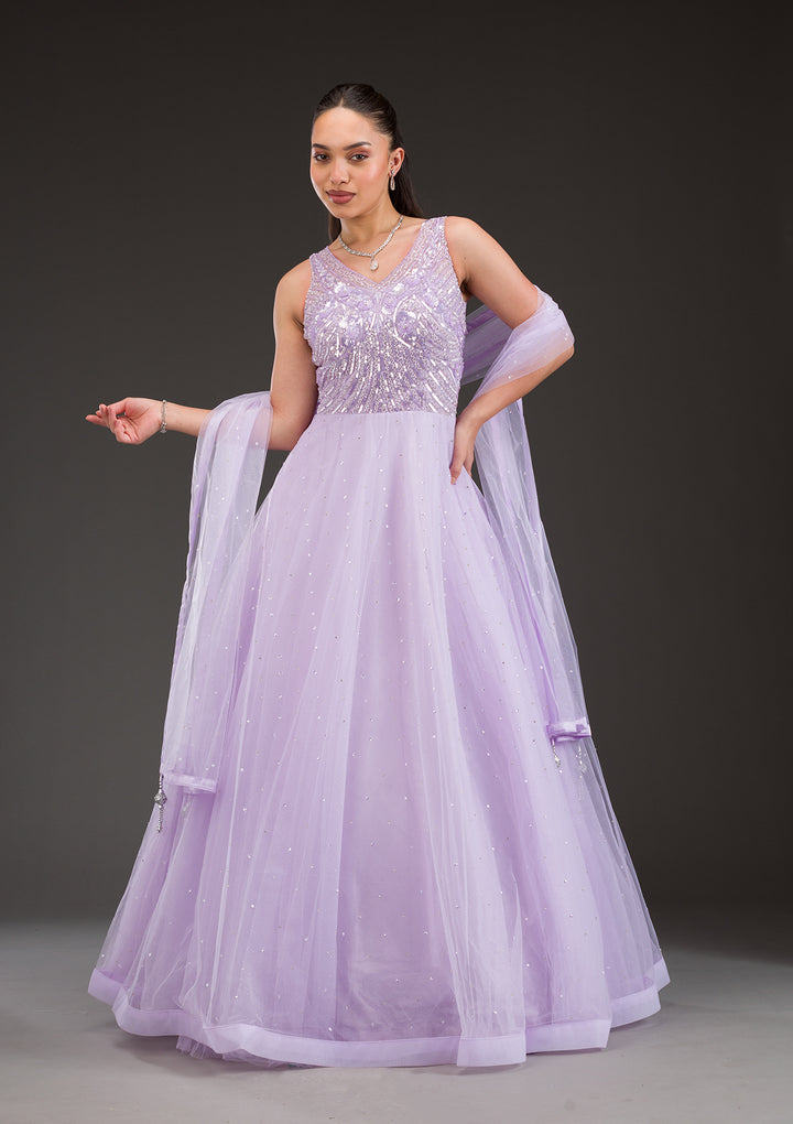 Lavender Stonework Net Gown