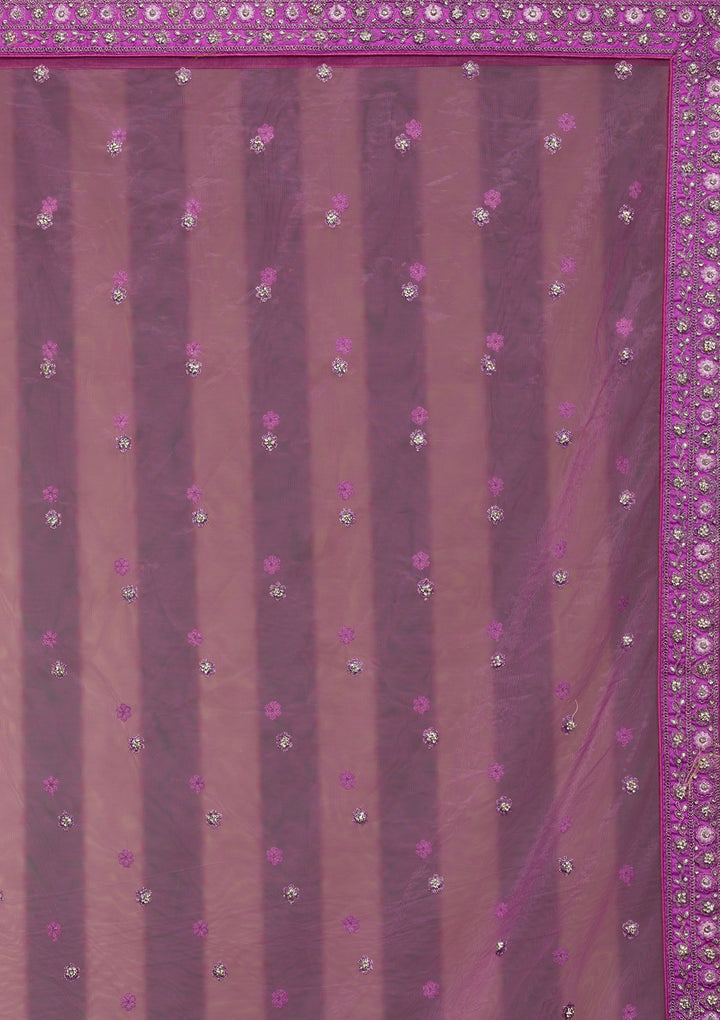 Lavender Stonework Net Readymade Lehenga