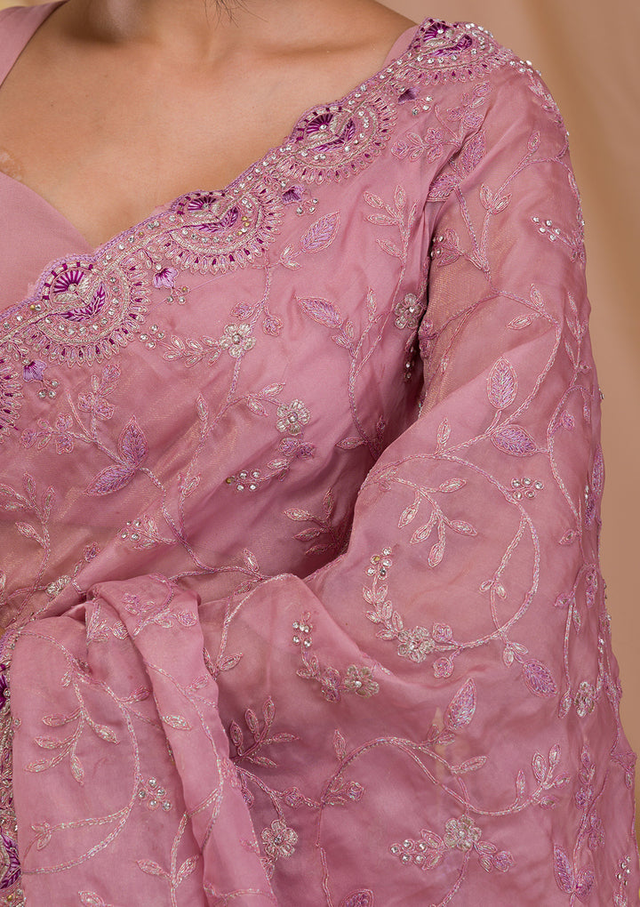 Lavender Stonework Net Saree