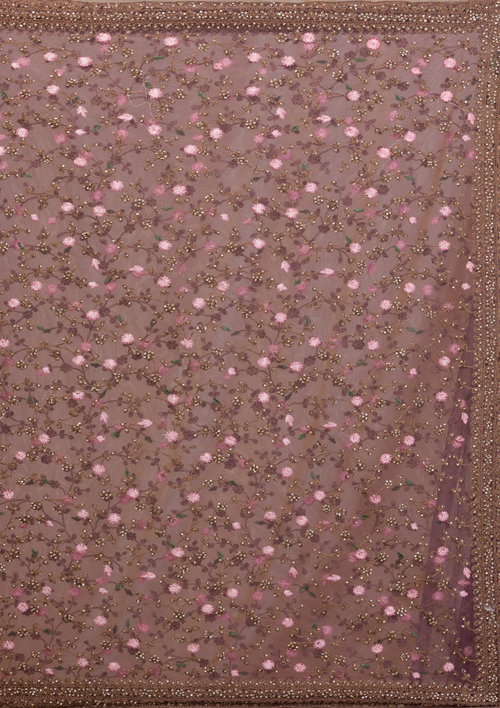 Lavender Stonework Net Saree