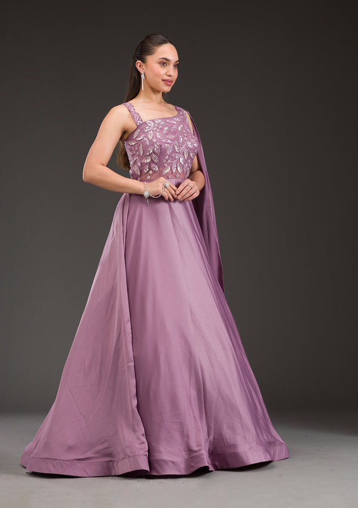 Lavender Stonework Satin Gown