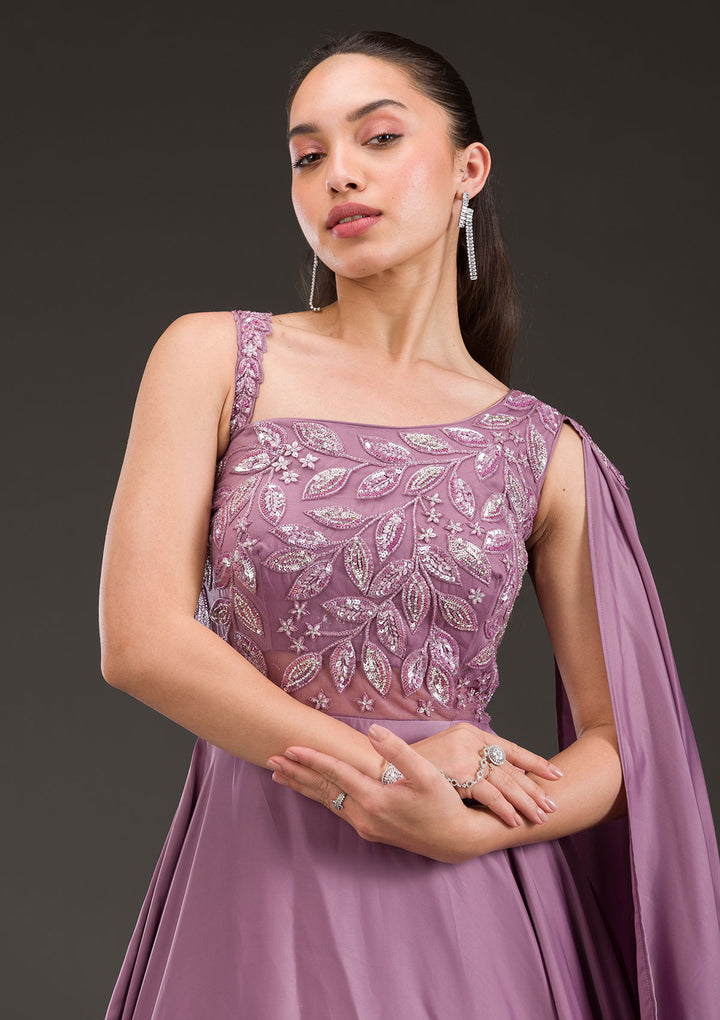 Lavender Stonework Satin Gown